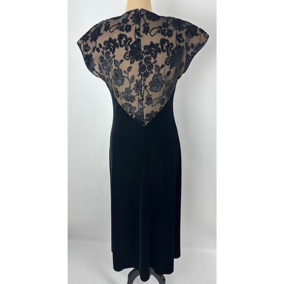 Vintage Tom Barra Size 8 Black Velvet Evening Gown Dress Christmas NYE Formal - Picture 7 of 12